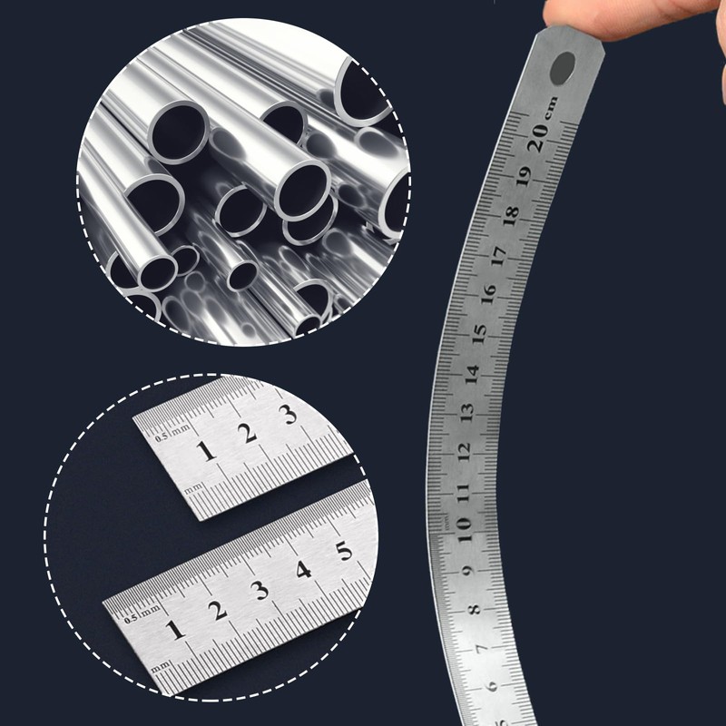 12 Pcs Stainless Steel Double Sided Ruler 10cm 15cm 20cm