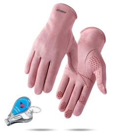 KXF Women’s Winter Warm Touchscreen Suede Gloves 2-Finger-Less Thermal Slim Cut Anti-Slip Gloves for Cold Weather Women Cycling