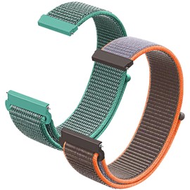 CeiBand Strap for 22 mm 20 mm, nylon soft sports bands, watch straps, replacement strap with Velcro fastener, adjustable watch strap for men and women, green + orange