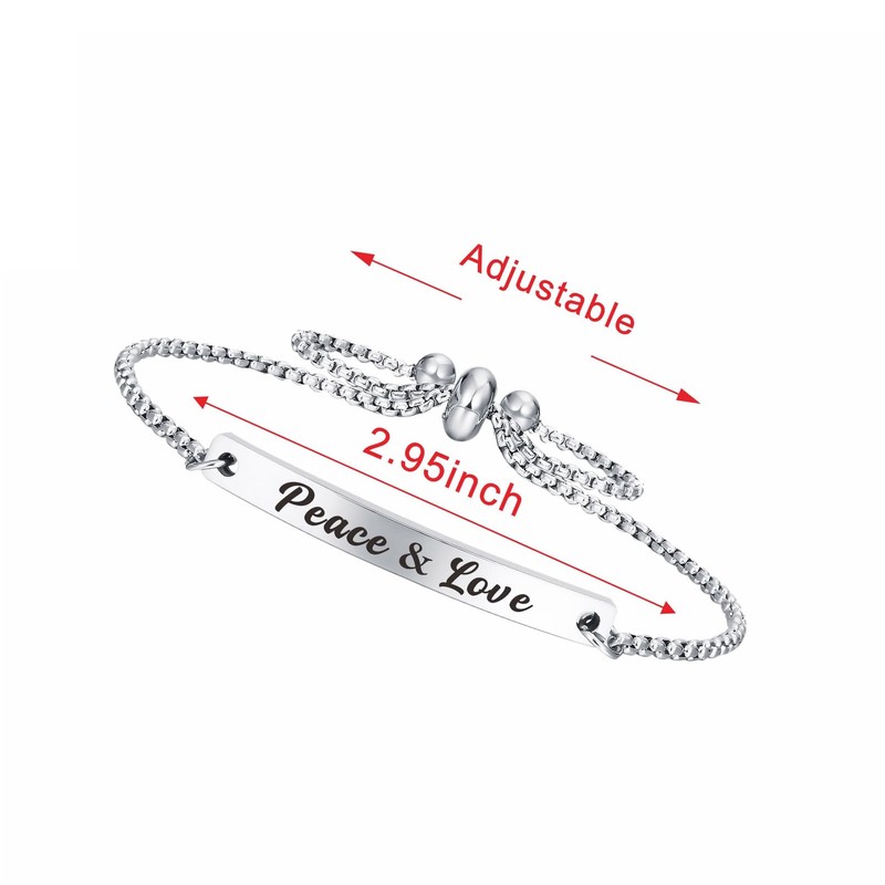 FALOGI Motivational Quotes Gifts, Peace & Love Bracelet, Positive Gifts
