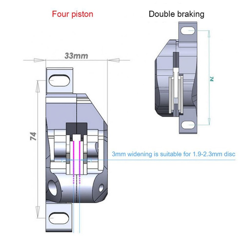 Hapihom Hydraulic Disc Brake Set, 4-Piston Bicycle Hydraulic Disc Brake,