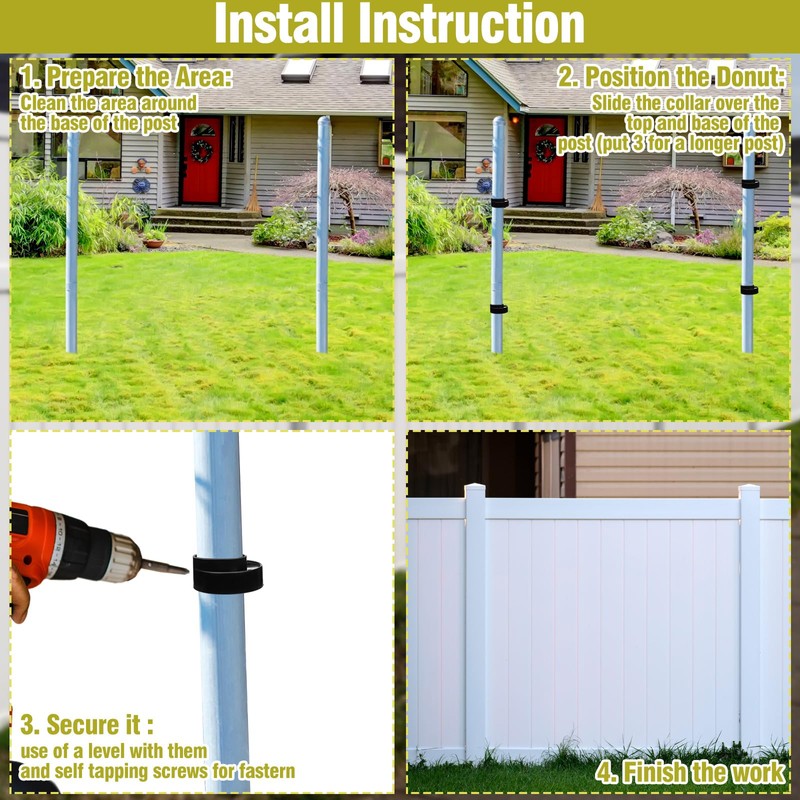 Threlaco 10 Pack Ultra Durable Vinyl Fence Post Donut Heavy-Duty