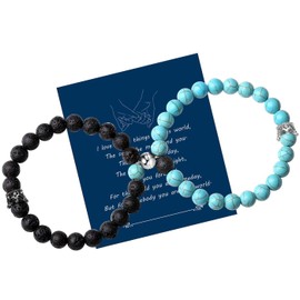 XIANNVXI Pair of Matching Crystal Bracelets Matching Bracelets Forever in One Relationship Beads Braided Crown Gemstones Elastic Gifts for Lovers Boyfriend Girlfriend, Stone