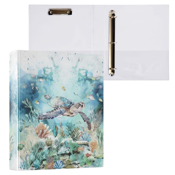 Turtle Undersea Marine Life Fish Coral 3 Ring Binder 1.5"