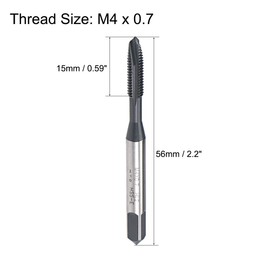 uxcell M4 x 0.7 Spiral Point Threading Tap, H2 Tolerance High Speed Steel TICN Coated, Round Shank with Square End, Metric Screw Taps Tapping Bit for Machinist Thread Repair, 2pcs