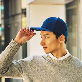 (Orihara Style) Kojimaya × ORIHARA Style Bushu Indigo Dyed Cap with Blue Stripes (Men's Hat, Hunting Cap, Foldable Hat, Foldable, Roll, Round Hat, Made in Japan, JAPAN Sunshade, Ultraviolet UV Sun