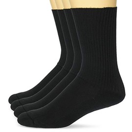 Carolina Ultimate unisex-adult Non-binding Seamless Rib Cotton Crew Socks 4 Pair Pack, Black, Large