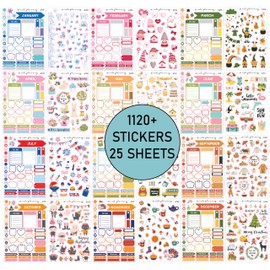 Planner Stickers - Monthly Planner Stickers and Seasonal Deco 25 Pages 1100+ Stunning Functional and Colorful Stickers, Calendar Stickers Includes Festival Theme Journal Stickers