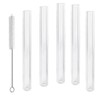 Reusable Glass Straws Set, Clear Glass Drinking Tubes Including 5*Short