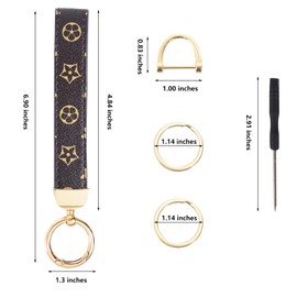 Weixiltc Leather Wristlet Keychain, Car Key Chain Holder with 2 Key Ring & Anti-Lost D Ring, Key Fob Wristband for Women (Z-Black Flowers)