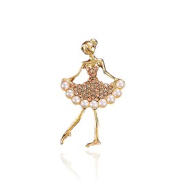 LPYO Ballerina Brooch for Women Ladies Elegant Cubic Zirconia Dancing Lapel Pin for Dance Lovers Ballet Recital Themed Gifts (D)