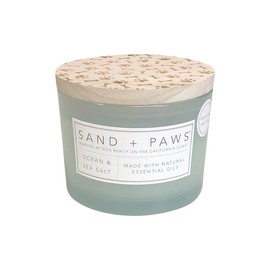 Sand + Paws Scented Candle - Ocean & Sea Salt –Luxurious Air Freshening Jar Candles Neutralize pet Odors and Enhance Home décor – 100% Cotton Lead-Free Wicks - 12 oz