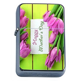 Mothers Day Flip Top Oil Lighter D6 Honoring Mom Flowers Hearts