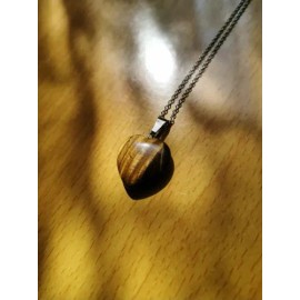 Collar Corazón Cuarzo Rosa Obsidiana Amatista Cadena Acero Ojo De Tigre