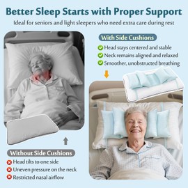 Mybow Head Stabilizing Pillow, Neck Stabilizer for Sleeping Upright, Post Cervical Fusion Surgery Head Support Cradle, Medical Positioning Wedge Pillow for Elderly Bedridden Patients (Cooling Fabric)