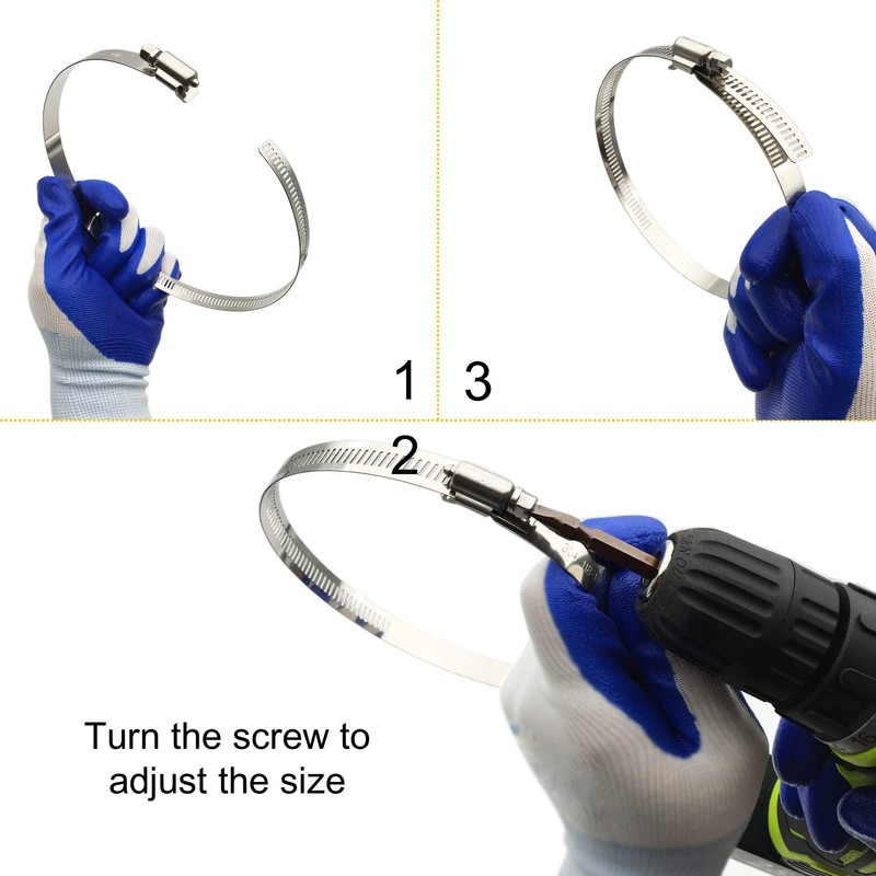 EesTeck 4Pcs 3" Adjustable 304 Stainless Steel Duct Clamps Hose