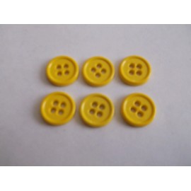 Unbranded 6/pcs Buttons Size Small Diameter=7/16" (13mm) Yellow 4 holes