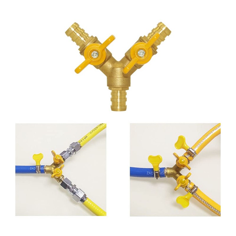 Hooshing 1/2" Hose Barb Brass 3 Way Shut Off Valve