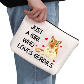 PYOUL Gerbil Lover Gift Who Loves Gerbils Makeup Bag Gerbil Owner Cosmetic Bag Gerbil Girl Pet Owner Gift Zipper Travel Pouch (Gerbils B EU)