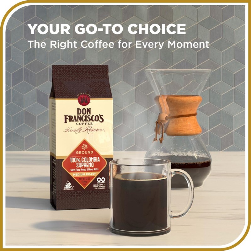 Don Francisco's Colombia Supremo Ground Coffee, Medium Roast – 100%