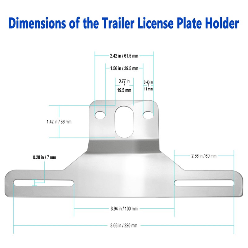 Aootf Trailer License Plate Bracket Holders- Stainless Steel Metal Car