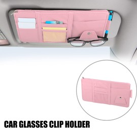 X AUTOHAUX Car Sunglass Holder Pocket Storage Pouch Organizer with Zipper Pink