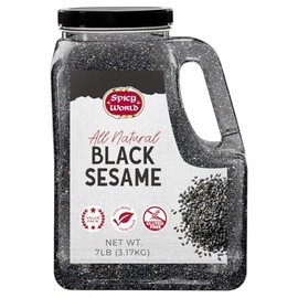 Black Sesame Seeds 7 LB Bulk Jar - All Natural, Pure, Non-GMO, Freshly Packed Sesame Seeds, Unhulled & Gluten Free by Spicy World
