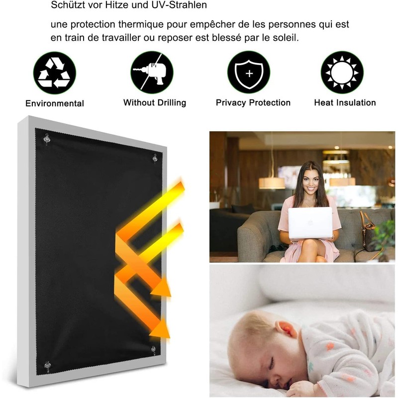 Johgee Roof Window Roller Blind, Thermal Sun Protection, Silver Coating,