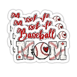 (3PCS) Baseball Mom Sticker, Sport Stickers - Waterproof Vinyl Decal for Laptop, Water Bottle, Tumbler, Scrapbook, Helmet, Gift for Mom Mama Mother's Day Size 3" x 2.9 "
