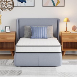 FDW 6 Inch Twin Mattress,Hybrid Mattress Memory Foam & Innerspring, Premium Foam Mattress,Pressure Relief,CertiPUR-US Certified,Medium Firm,White