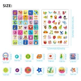 OSYLICT Reward Stickers for Kids,844pcs Incentive Motivational Sticker,Cartoon Animals Star Praise Positive Encouragement Stickers for Home School Classroom Elementary Gifts