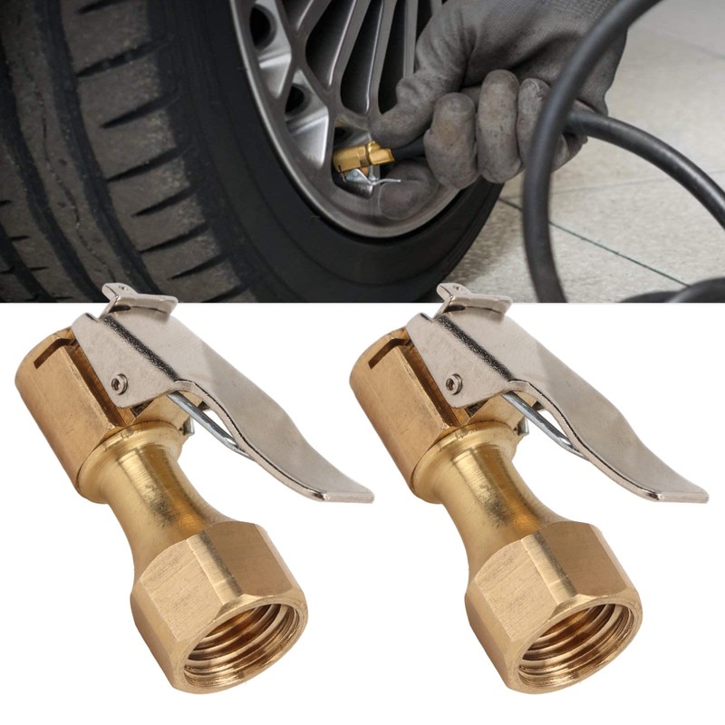 Air Chuck with Clip,2PCS Air Chuck Brass Internal Thread Tire