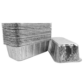 Pactogo 2 lb. Disposable Aluminum Foil Loaf Bread Baking Pan 8.6" x 4.5" x 2.6" - Heavy Duty Made in USA (Pack of 10)