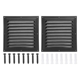 PATIKIL 8"x8" Aluminum Gable Vent, 2Pcs Exterior Wall Outlet Vent Square Soffit Vents HVAC Louver Air Grille with Built-in Screen for House Attic Garage Ceiling, Black
