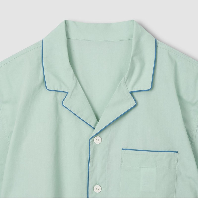 JAJU [JAJU] Men's 60s Cotton Line 5-Part Pajama Set_Mint