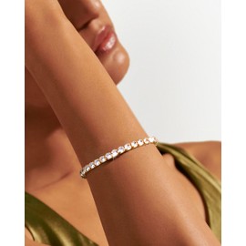 YADOCA Women's Bracelet Gold Silver Multicoloured Zirconia Crystal Tennis Bracelet for Women Birthday Mother's Day Christmas Gift for Mum Friend Daughter Jewellery Women