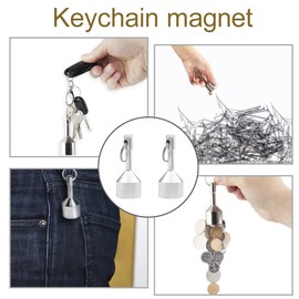 Keychain Magnets for Testing Brass, 2pcs Pocket Magnets for Purse with Strong Magnetic Rare Earth Neodymium,Gold,Silver, Jewelry, Metals Test Magnet and Hanging Keys Holder(size:17mm/0.67inch)