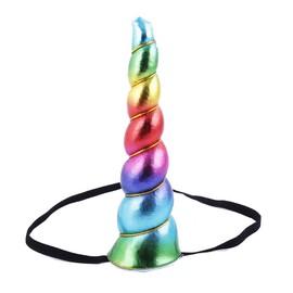 Love Sweety Shiny Unicorn Horn Elastic Headband Cosplay Costume Easter Headpiece (A Rainbow)