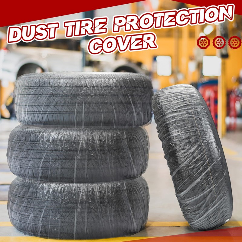 DaisyInner 100 Pcs Disposable Car Tire Covers Plastic Car Tire