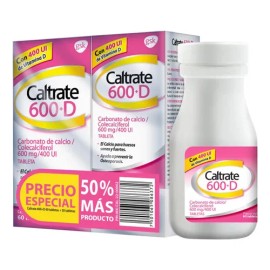 Suplemento Vitaminico Caltrate 600D Calcio y Vitamina D Pack 60 y 30 tabletas