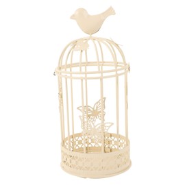 PRETYZOOM European Style Butterfly Cage Candle Holder Home Decoration Candlestick Decorative Candle Holder Tealight Large Bird Cage Decor Bird Cage Candle Holders Metal Bird White Indoor, Medium