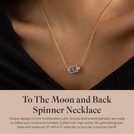 Rocksbox To The Moon and Back Spinner Necklace - Statement Necklace for Women - 12k Gold Plating with CZ - Premium Quality Jewelry - 16" with Extender