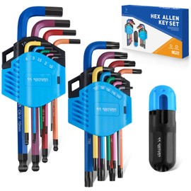 ss shovan 18PCS Allen Key Set, Metric Ball End Hex Key Set and Torx/Star Key Set (with T-Handle), Sizes 1.5mm-10mm & T10-T50, Alan Keys Sets for Furniture Assembly, Household DIY, Bike Repair