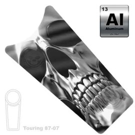 California Custom Parts Aluminum - Gas Tank Dash Insert Harley TOURING 87-07 - METALLIC SKULL FACE 004