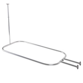 Utopia Alley Rustproof Wall Mounted Aluminum Hoop Shower Rod With Ceiling Support for Clawfoot Tub, 45.7 Inch Size by 22 Inch, Polished Chrome + White Shower Curtain 180x70 inch