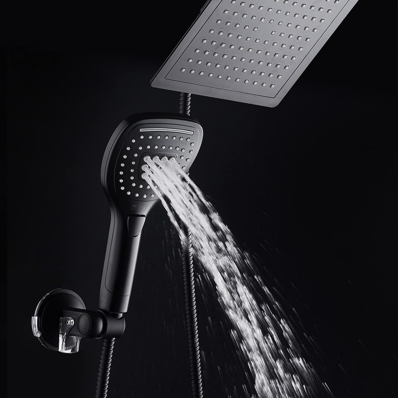 DreamSpa Ultra-Luxury 9" Rainfall Shower Head/Handheld Combo. Convenient Push-Button Flow
