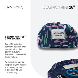 Lay-n-Go Lay-n-Go Cosmo Drawstring Cosmetic & Makeup Bag Organizer - Portable Drawstring Makeup Bag w/Zipper Pocket & More - Durable, Machine Washable Makeup Bag for Travel (16?Crossmark)