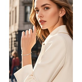 KRKCLIFE Tennis Bracelets for Women Men, 14K Yellow Gold Plated Hypoallergenic Classic Round AAAAA Cubic Zirconia, 3mm Width, Elegant Jewelry Anniversary Birthday Gifts for Her Him Wife Mom 6.5 Inch