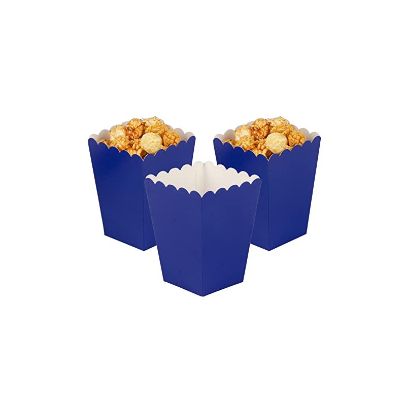Ainmto 24PCS Navy Blue Popcorn Boxes Mini Paper Popcorn Containers