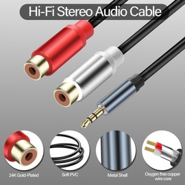 JSADZKJ 3.5mm L/R Jack Y Splitter Stereo Audio Cable 3.5mm Male Audio Cable 1/8 Headphone Jack to L/R Plug Connector Stereo Cable for Mobile Phone MP3 Tablet Speaker 2PCS